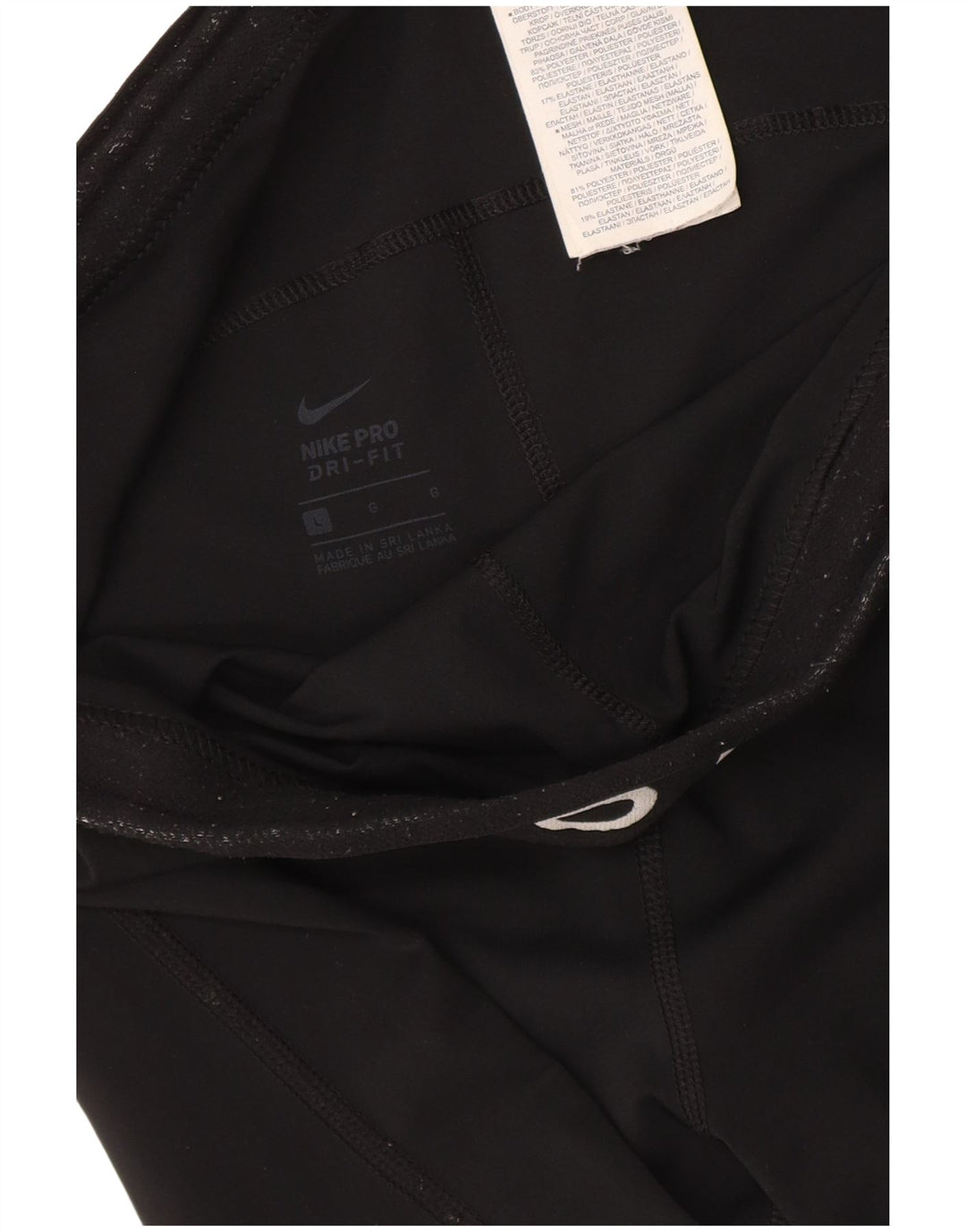 Nike Dame Dri Fit Crop Grafiske Leggings UK 14 Stor sort polyester