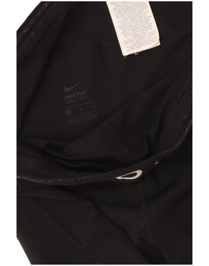 Nike Dame Dri Fit Crop Grafiske Leggings UK 14 Stor sort polyester