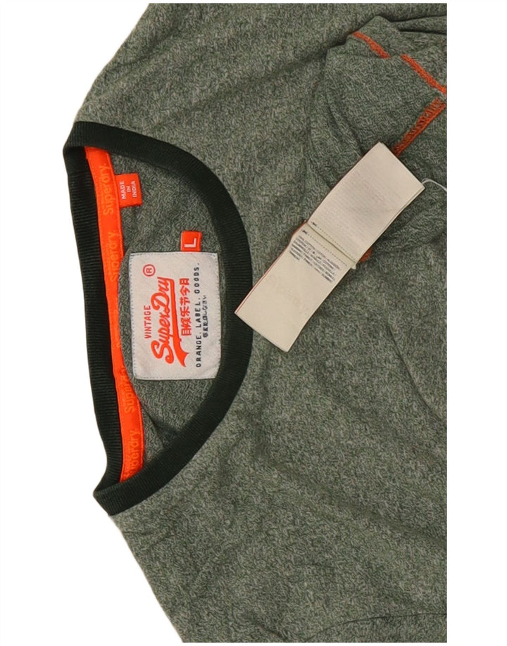Superdry T-shirt top til mænd, stor grøn flækket bomuld
