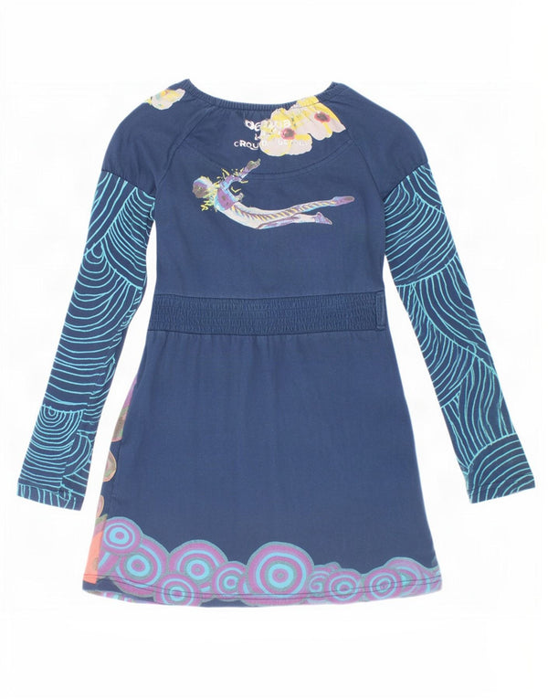 Desigual Girls Cirque Du Soleil A-Line Kjole 7-8 År Blå Blomster