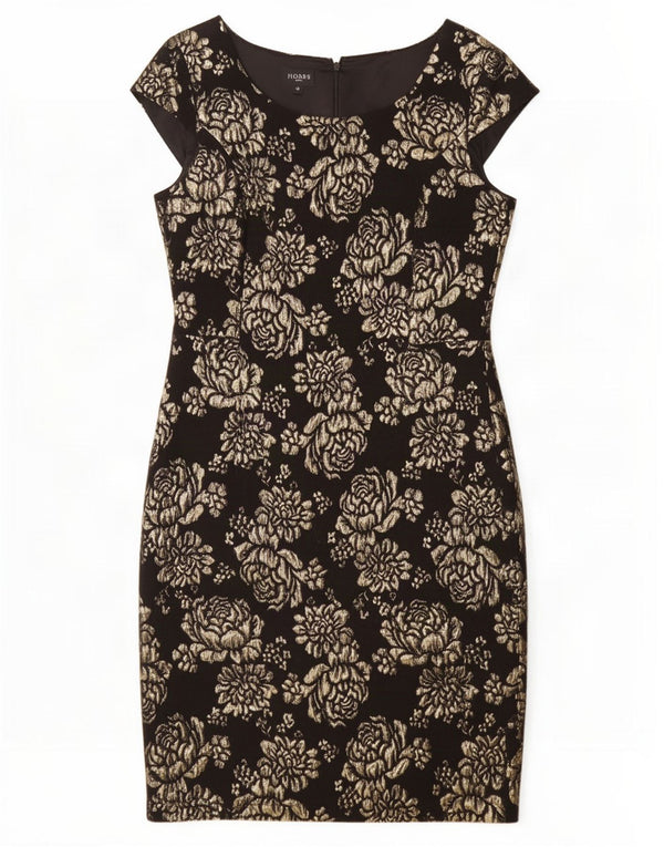 Hobbs Womens Sheath Dress UK 12 Medium Black Floral Acrylic