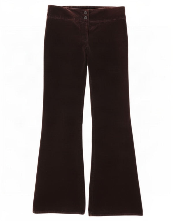 Topshop Dame Velvet Flare Casual Bukser UK 10 Small W28 L31 Brun