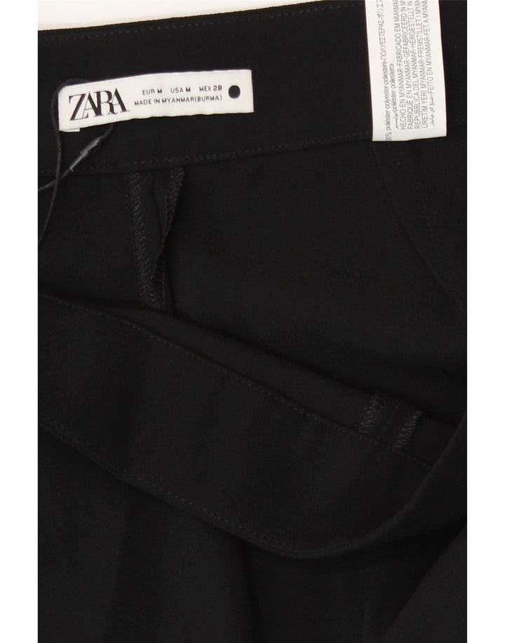 Zara Kvinder Casual Bukser med brede ben Medium W30 L33 Sort Polyester
