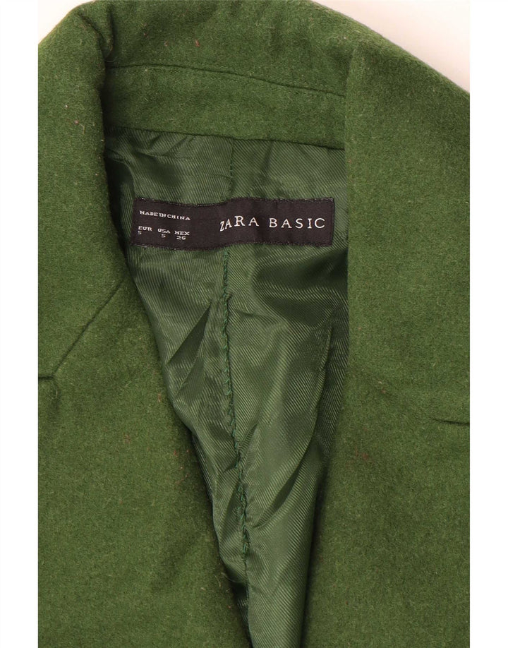 Zara Dame Dobbeltradet Frakke UK 10 Lille Grøn