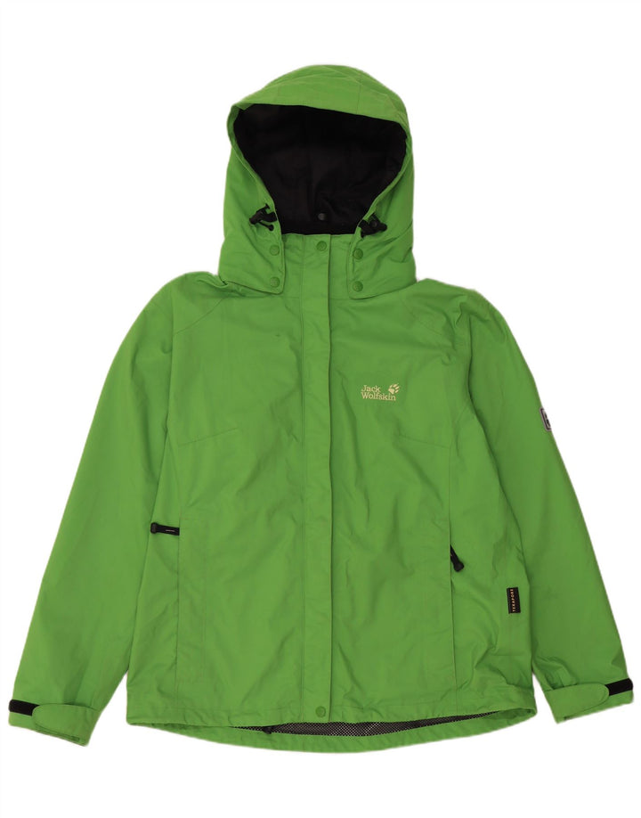 Jack Wolfskin Dame Regnjakke med hætte UK 14/16 Large Green Polyester