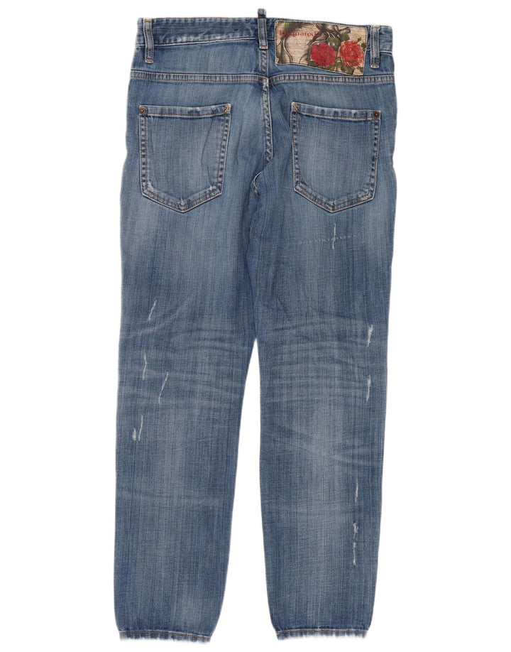 Dsquared2 Kvinder Distressed Crop Slim Jeans IT 48 XL W32 L27 Blå Bomuld