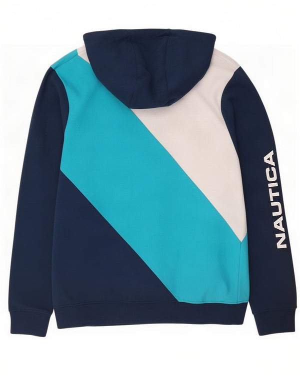 Nautica Herre grafisk hættetrøje med lynlås Medium Marineblå Colourblock Bomuld