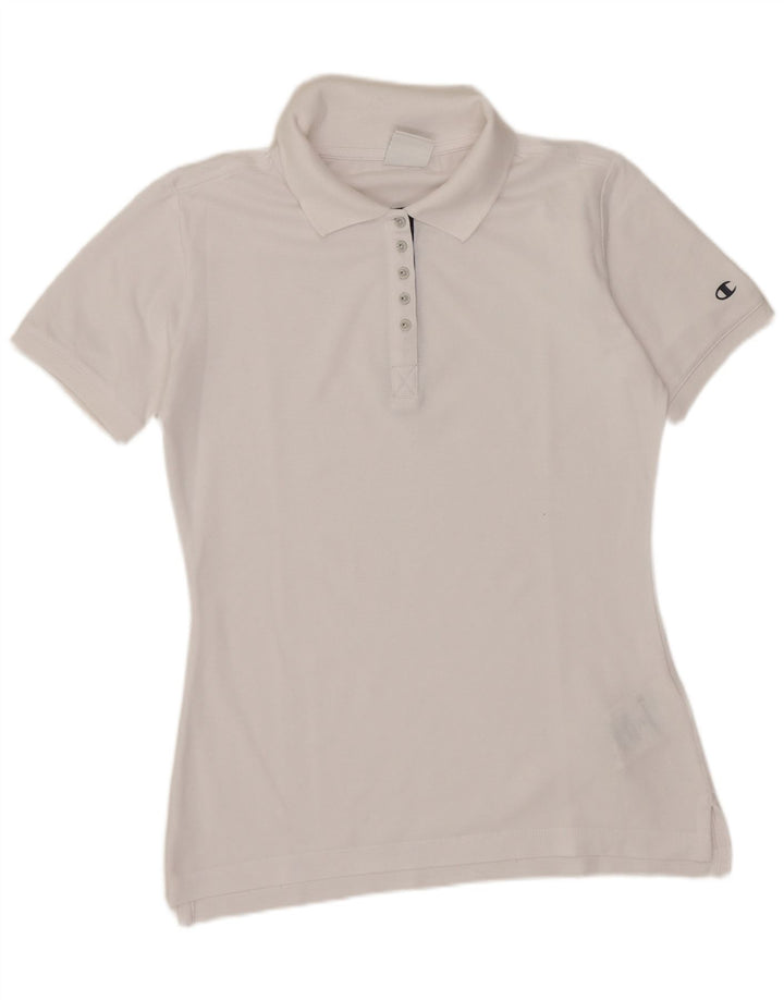 Champion Dame Polo Shirt UK 12 Medium White Bomuld