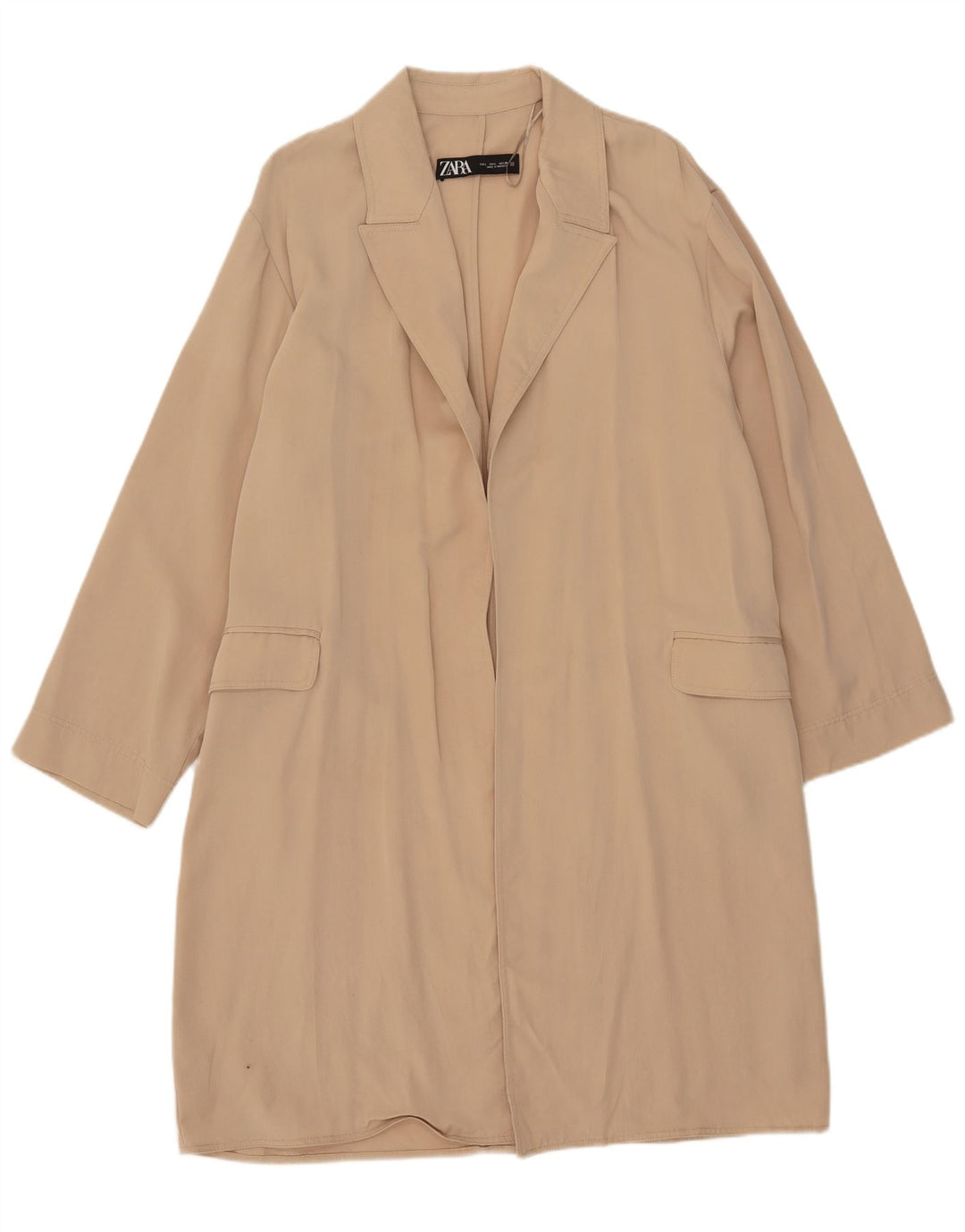 Zara Dame Overfrakke UK 16 Large Beige Lyocell