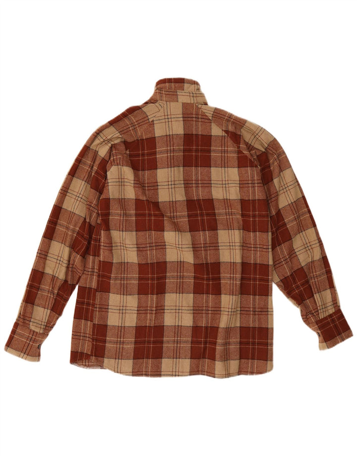 Vintage herre trøje flannel skjorte medium brun ternet