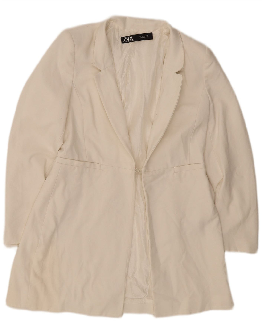 Zara Dame Overfrakke UK 16 Large Off White Acetate