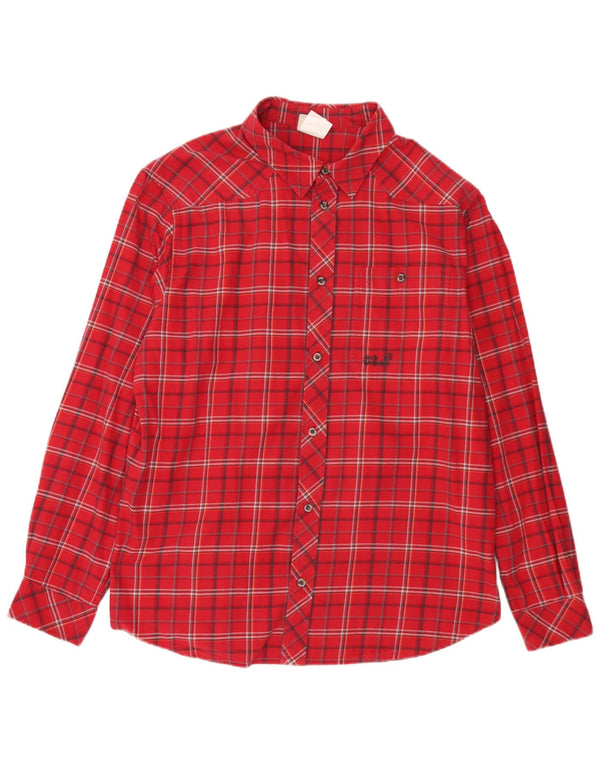 Jack Wolfskin Herre flannel skjorte UK 44/46 XL rød ternet bomuld