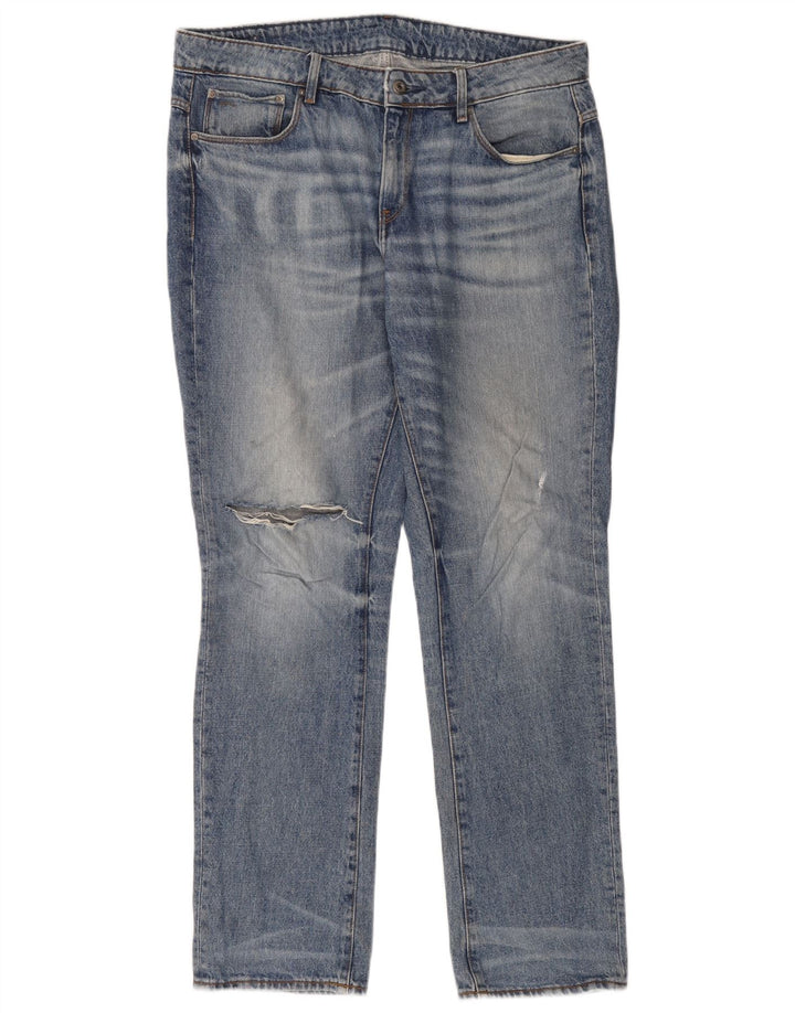 G-Star Dame Distressed Straight Jeans W32 L32 Blå Bomuld