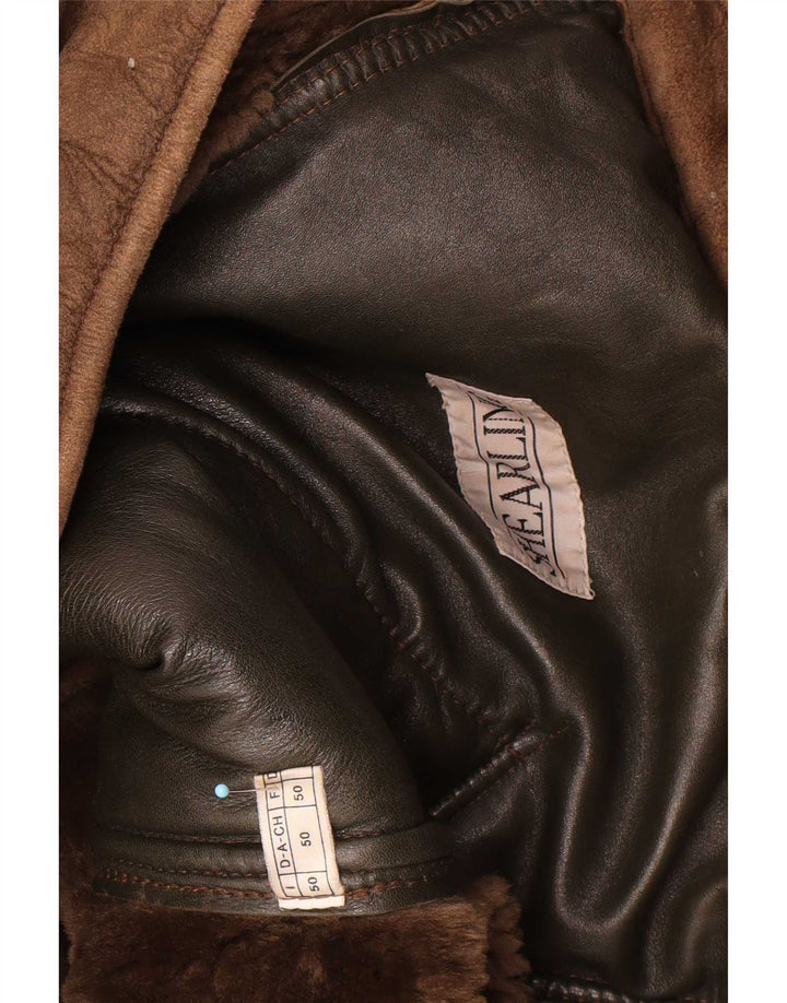 Vintage Herre Shearling Jacket IT 50 Large Brown