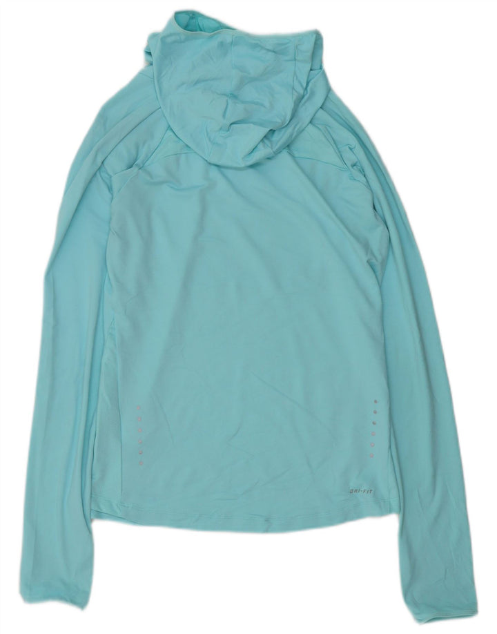 NIKE Dame Dri Fit hættetop Langærmet UK 10 Lille blå polyester