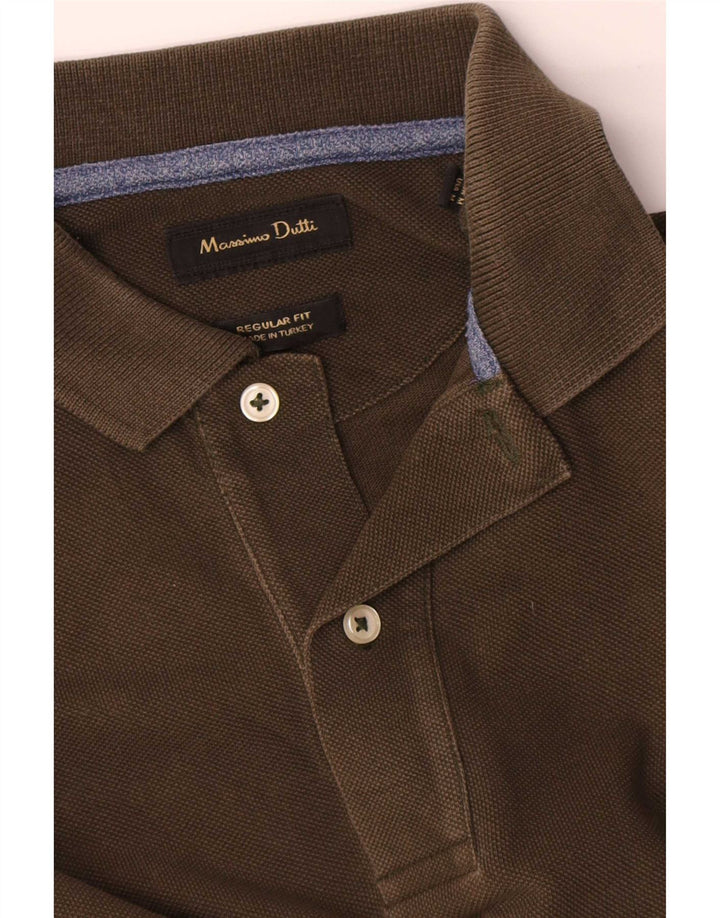 Massimo Dutti Herre Regular Fit Polo Shirt Medium Khaki Bomuld