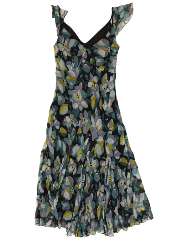 Monsoon Womens Sundress UK 12 Medium Black Floral Silke