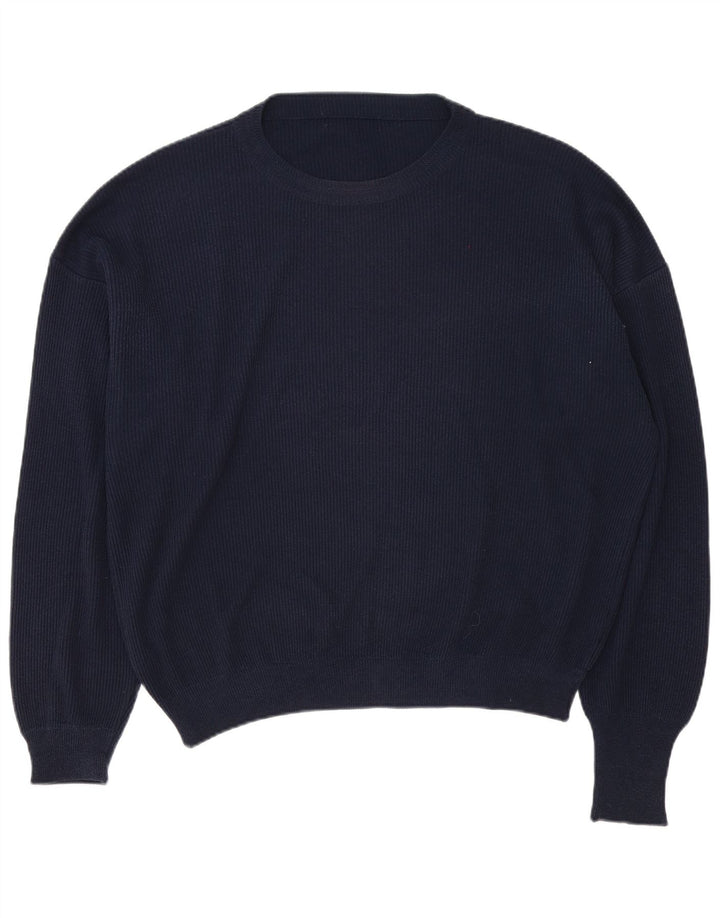 Vintage Herre Boat Neck Jumper Sweater XL Navy Blue