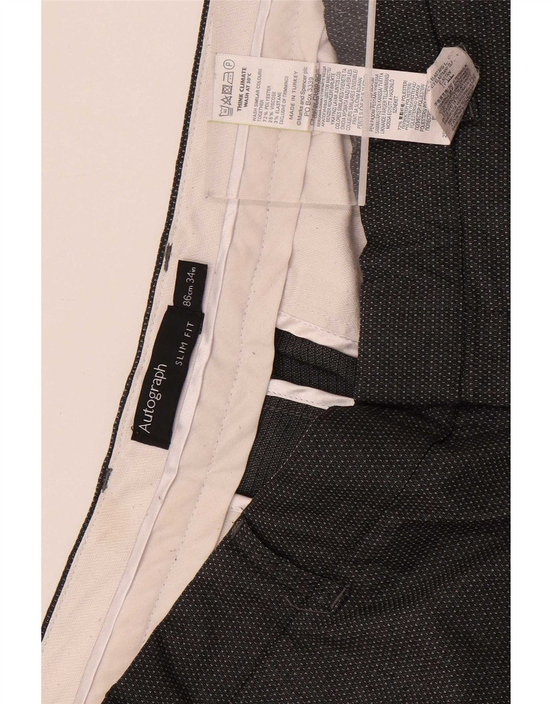 Marks & Spencer Herre Slim Fit Chino Shorts W34 Large Grå plettet polyester