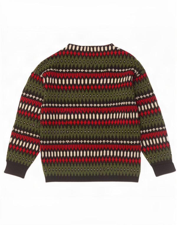 Geyer Herre Boat Neck Jumper Sweater IT 46 Small Green Fair Isle