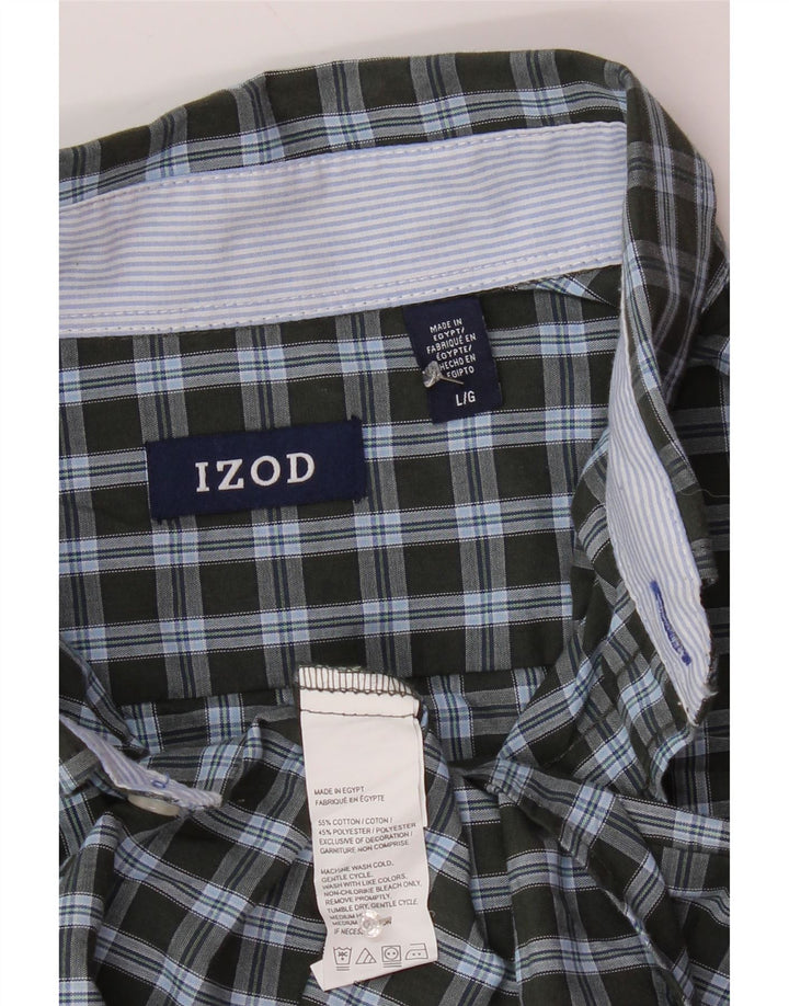 IZOD Herreskjorte Stor Khaki Gingham Bomuld