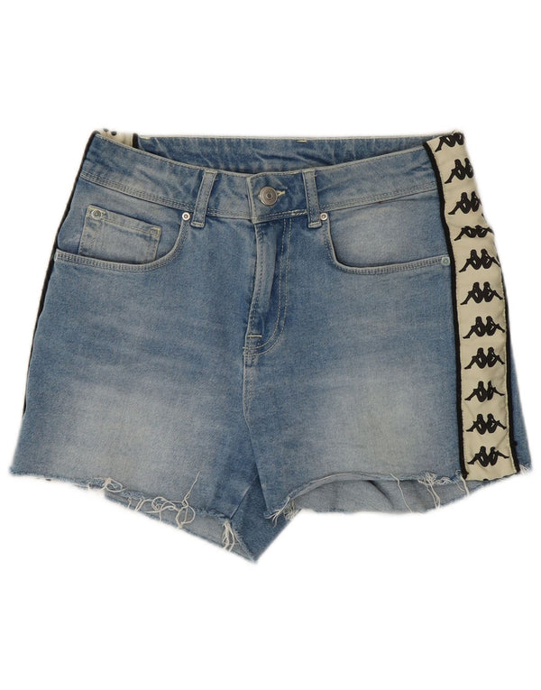 Kappa grafiske denimshorts til kvinder Small W27 Blue Colourblock Bomuld