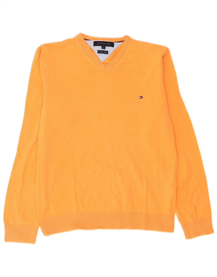 Tommy Hilfiger Herre V-hals sweater Medium Orange Bomuld