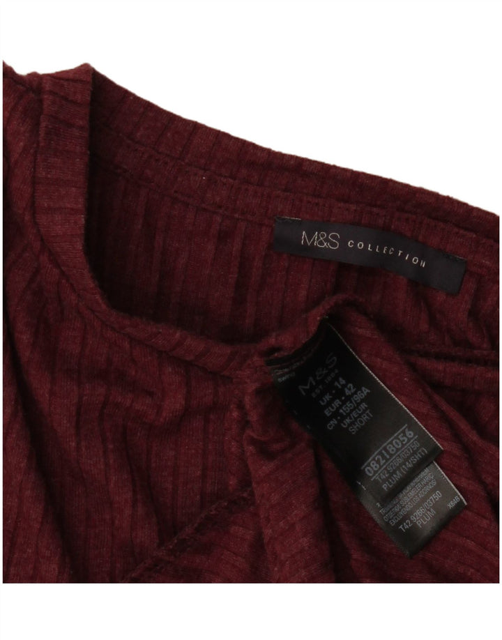 Marks & Spencer Dame Langærmet Jumper Kjole UK 14 Medium Burgundy