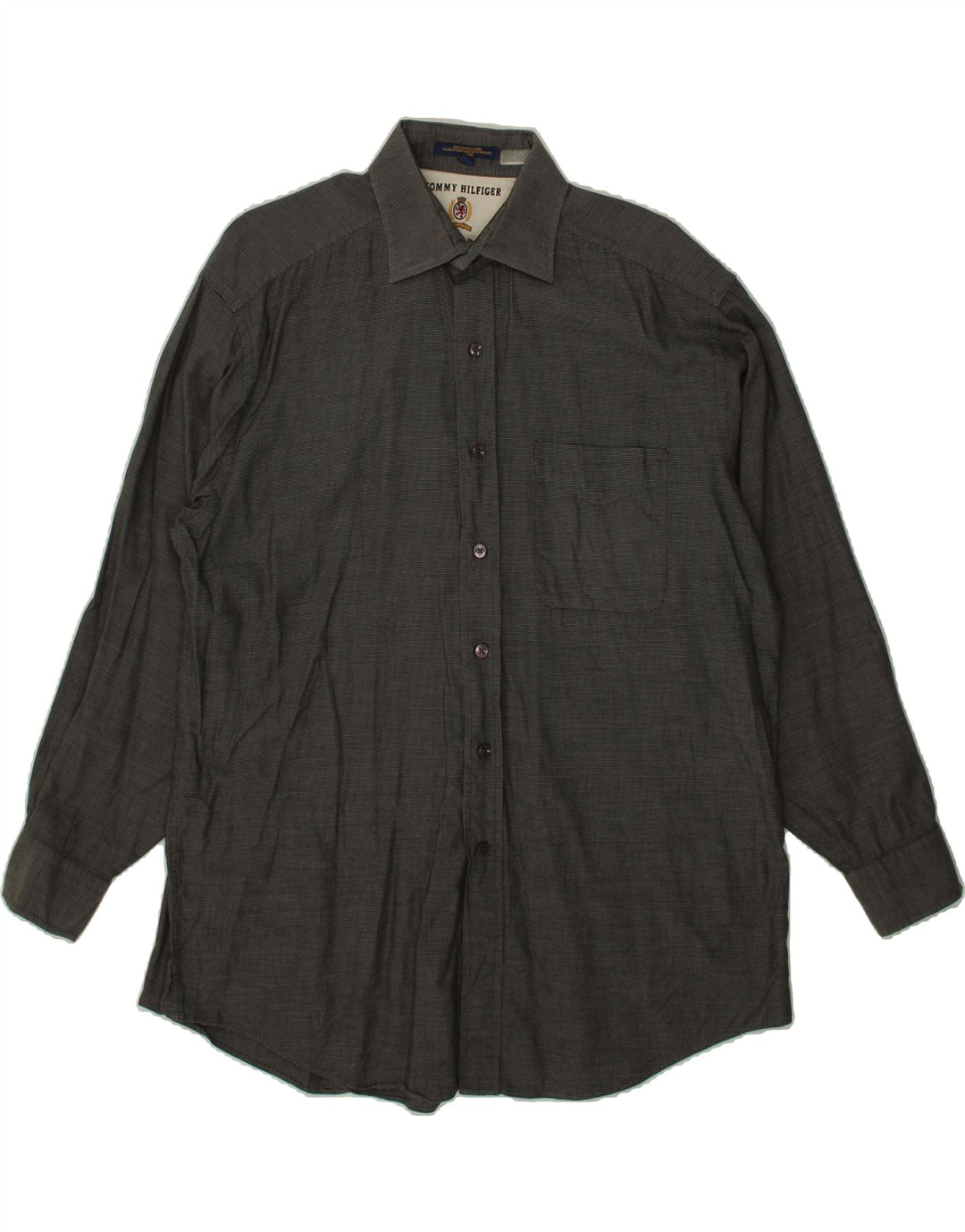 TOMMY HILFIGER Mens Shirt Size 16 Large Grey Pinstripe Cotton Vintage Tommy Hilfiger and Second-Hand Tommy Hilfiger from Messina Hembry 