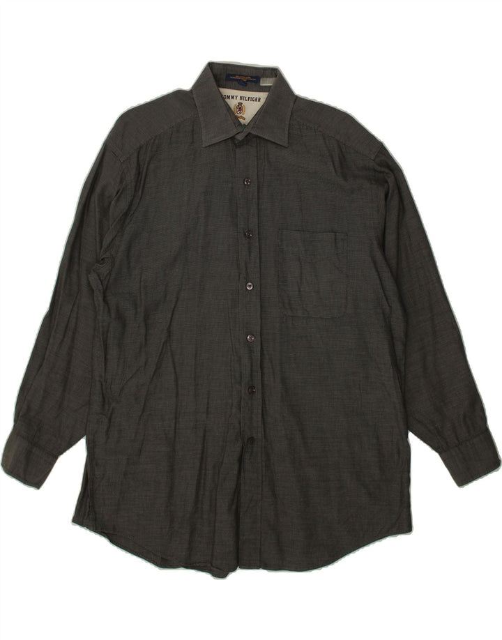 TOMMY HILFIGER Mens Shirt Size 16 Large Grey Pinstripe Cotton Vintage Tommy Hilfiger and Second-Hand Tommy Hilfiger from Messina Hembry 