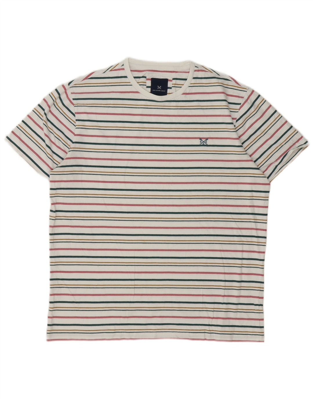 Crew Clothing Herre T-Shirt Top Stor Flerfarvet Stribet Bomuld