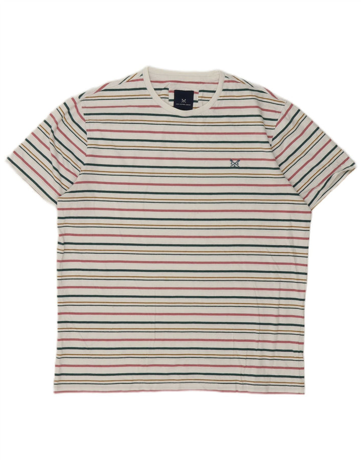 Crew Clothing Herre T-Shirt Top Stor Flerfarvet Stribet Bomuld