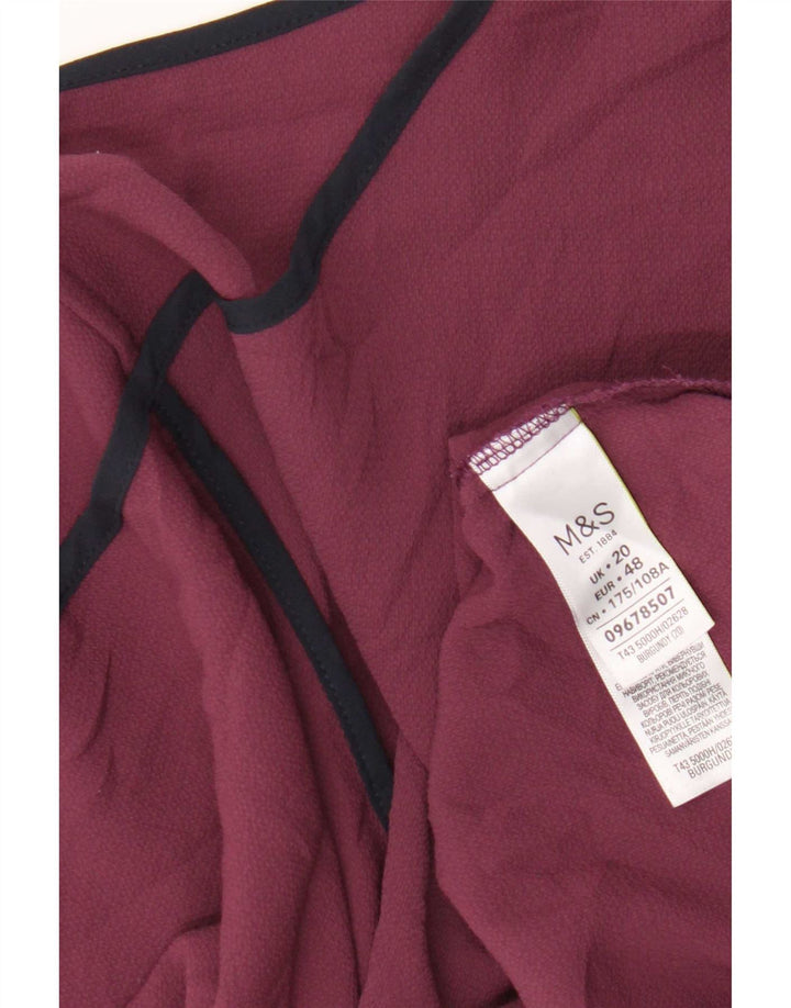 Marks & Spencer Womens Regular Bluse Top UK 20 2XL Burgundy Polyester