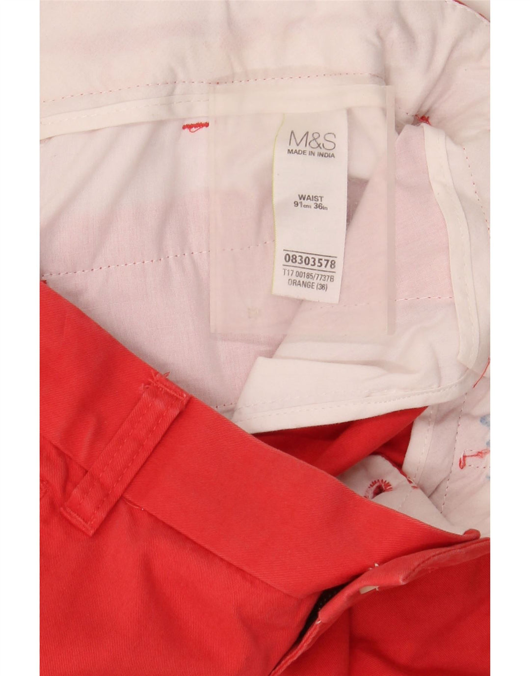 Marks & Spencer Herre Chino Shorts W36 Large Orange Bomuld