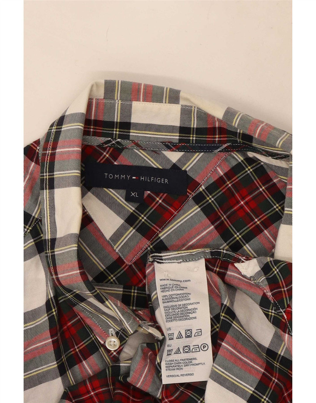 Tommy Hilfiger Herre Flanellskjorte XL Rød Ternet Bomuld