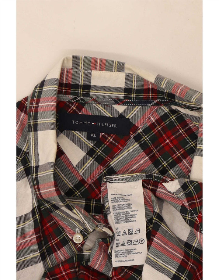 Tommy Hilfiger Herre Flanellskjorte XL Rød Ternet Bomuld
