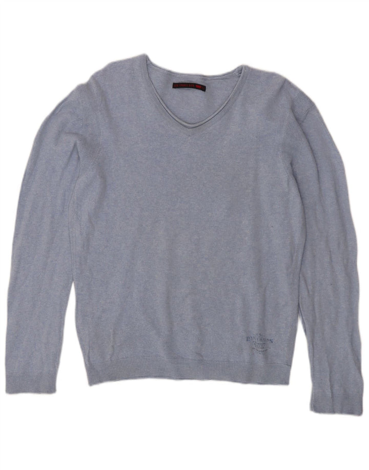 Levi's Dame V-hals sweater UK 16 Stor Blå Bomuld