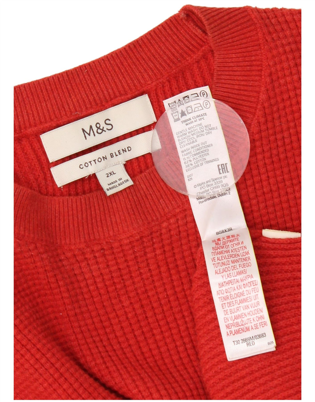 Marks & Spencer Herre sweater med rund hals 2XL rød polyester