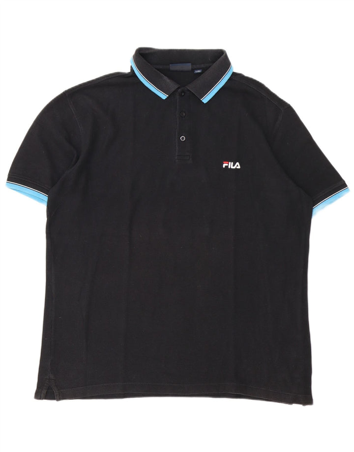 Fila Herre Polo Shirt IT 52 Stor Sort Bomuld