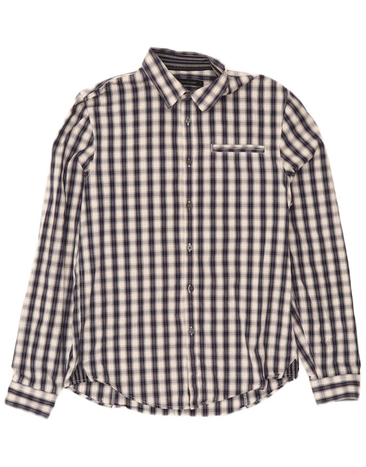 Calvin Klein Jeans Herre grafisk skjorte Stor grå ternet bomuld