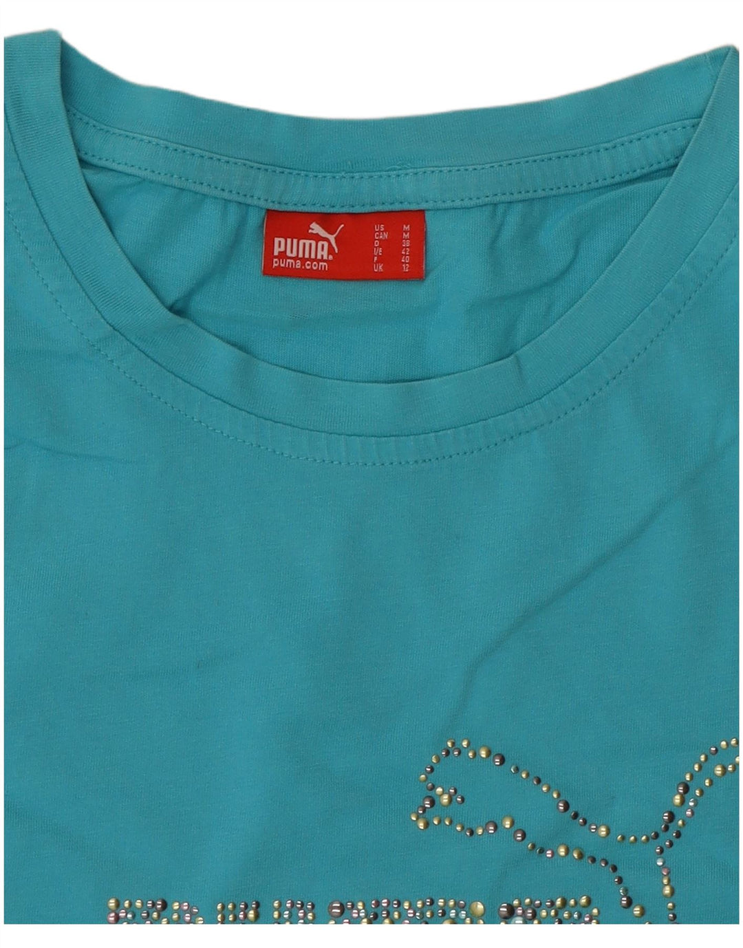 Puma Grafisk T-Shirt Top UK 12 Medium Blå