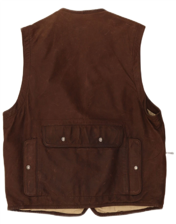 Banana Republic Herre Læder Gilet UK 38 Medium Brun