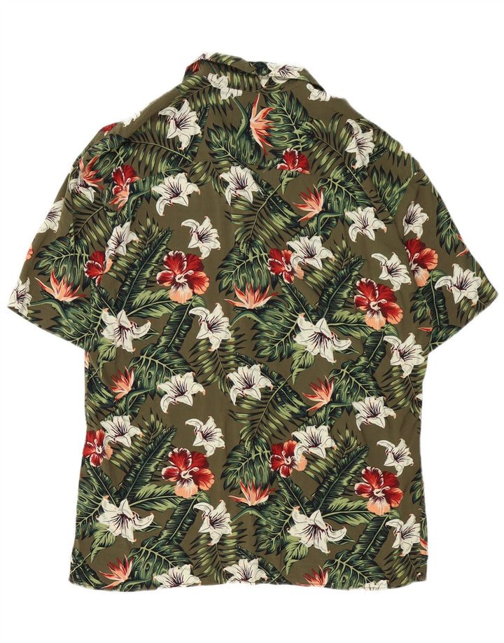 JACK & JONES Kortærmet Herreskjorte Medium Khaki Floral Viscose