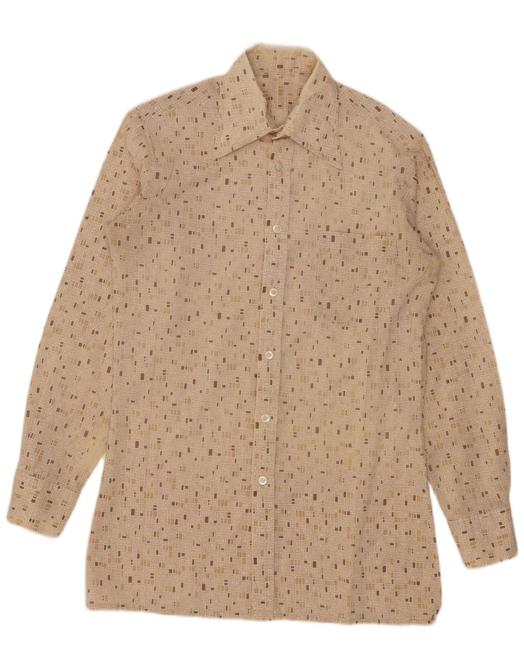 Vintage herreskjorte lille beige geometrisk