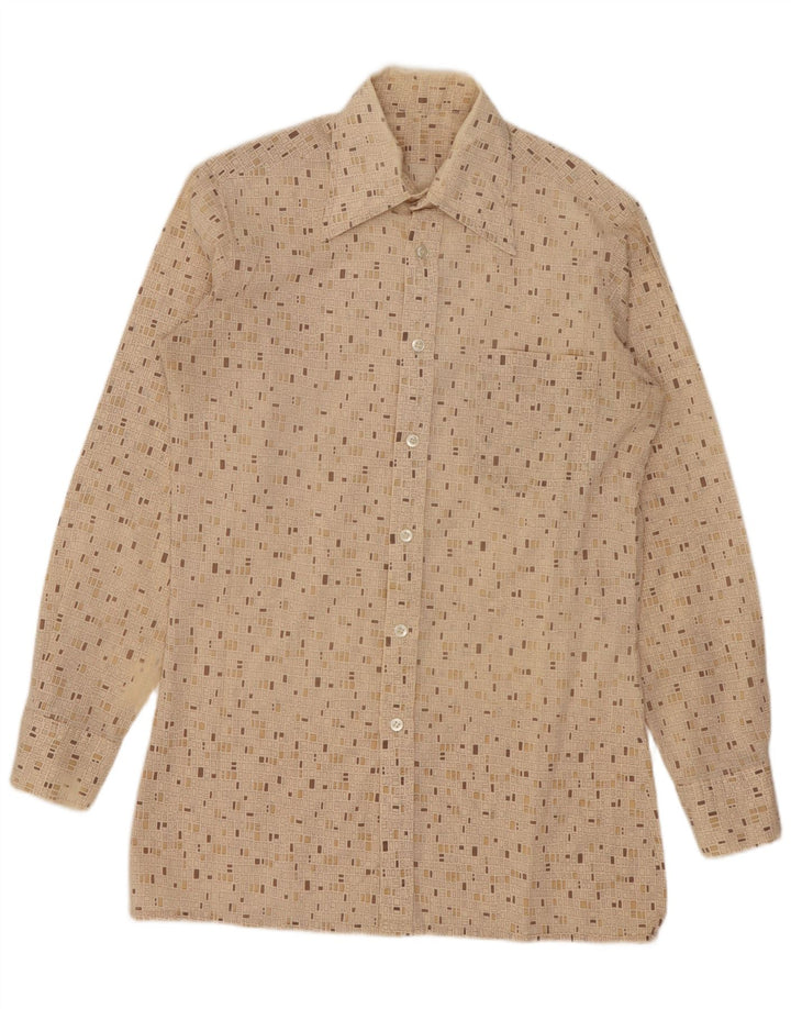 Vintage herreskjorte lille beige geometrisk