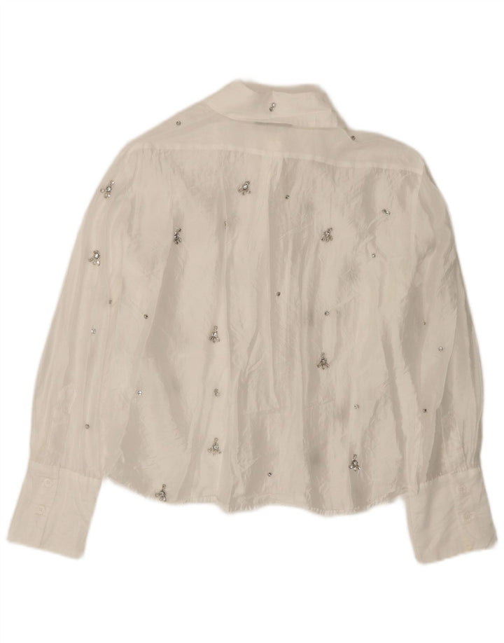 ZARA Oversized skjortebluse til kvinder UK 6 XS Hvid