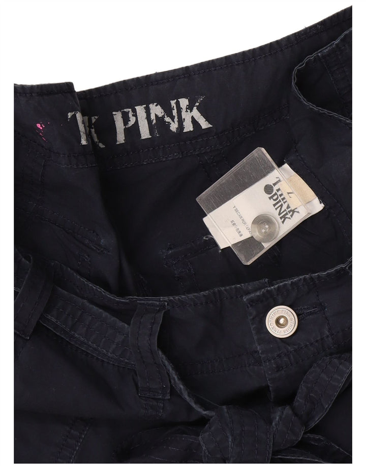 Tænk Pink Dame Straight Cargo Capri Bukser Large W32 L22 Navy Blue