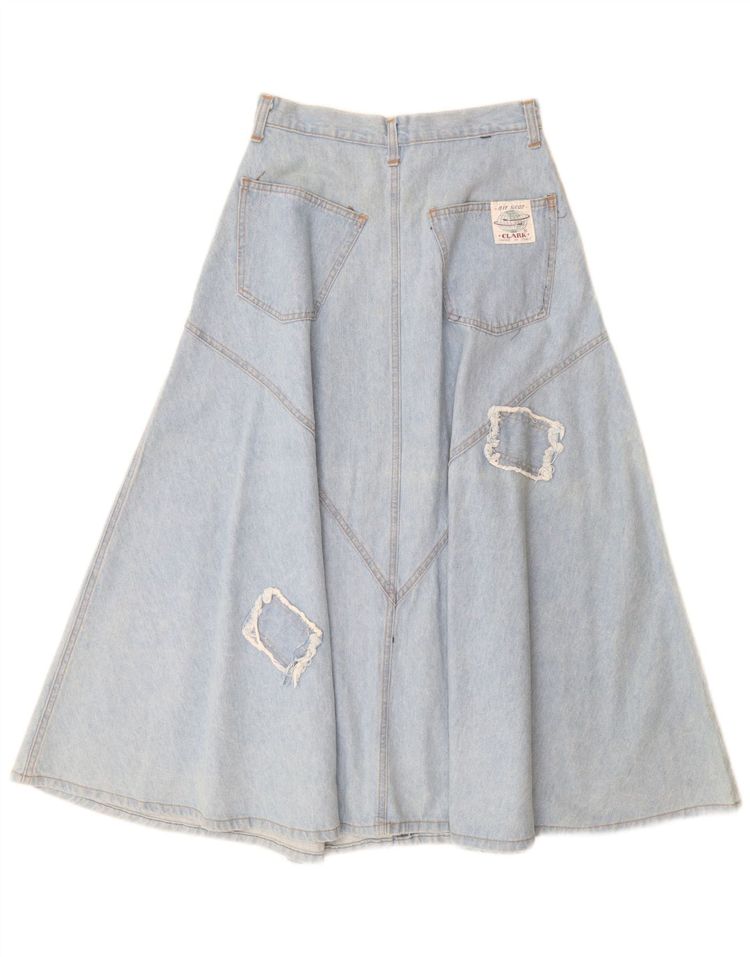 CLARK Dame højtaljet denimnederdel IT 44 Medium W26 Blå Patchwork Bomuld