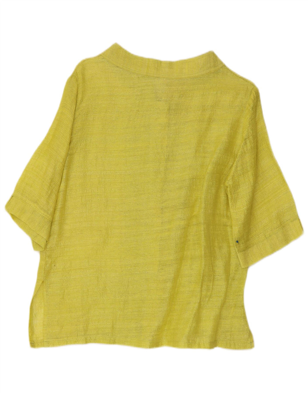 Vintage skjortebluse med 3/4 ærmer til kvinder EU 40 Mellem gul stribet