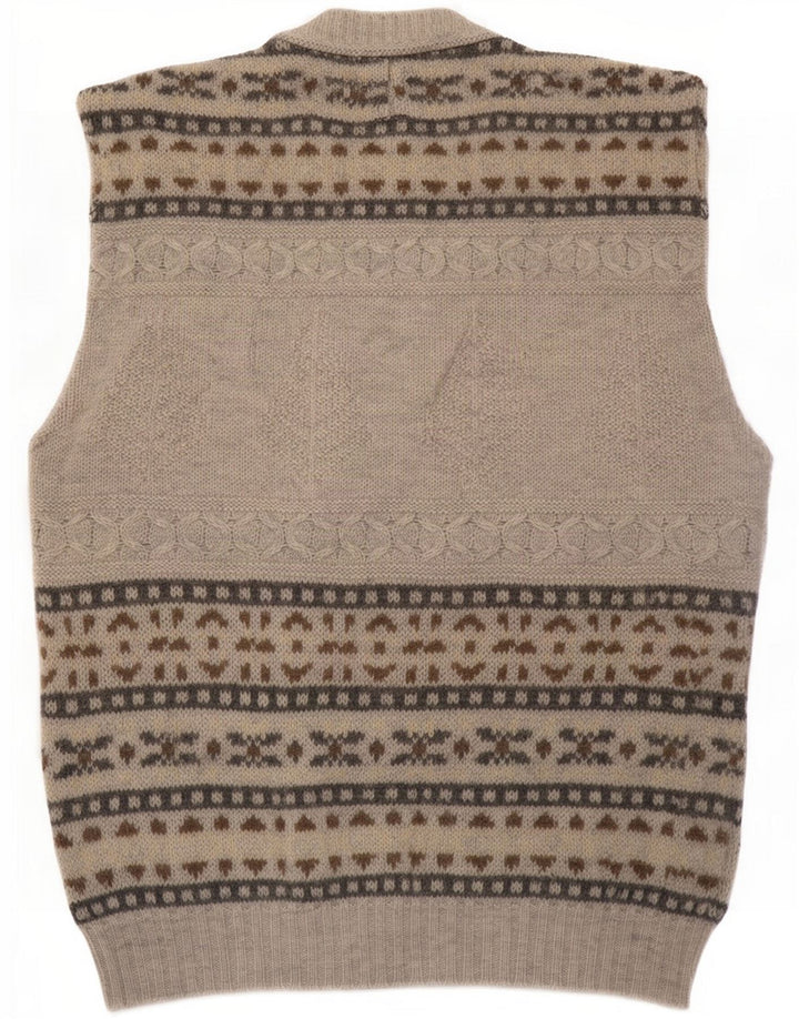 Benetton Herrevest Tank Top Small Grey Fair Isle